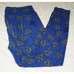 LuLaRoa Blues Gold & Black Speckled Umbrella print Leggings, SZ T / C, GUC
